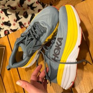 Hoka Bondi 8 in Gray and Yellow Men's US Size 9 in an Extra-Wide (4E) width